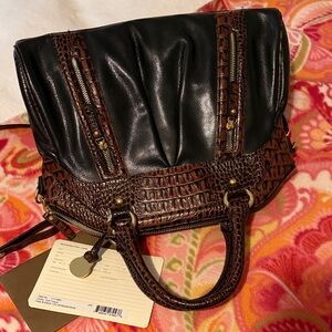 Brahmin Black and Brown Satchel
